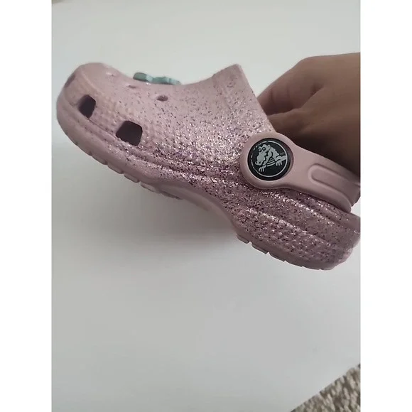 Crocs Classic Clog Kids Size C8 Pink‎ Sparkle Casual Outdoor Shoes - Picture 5 of 6